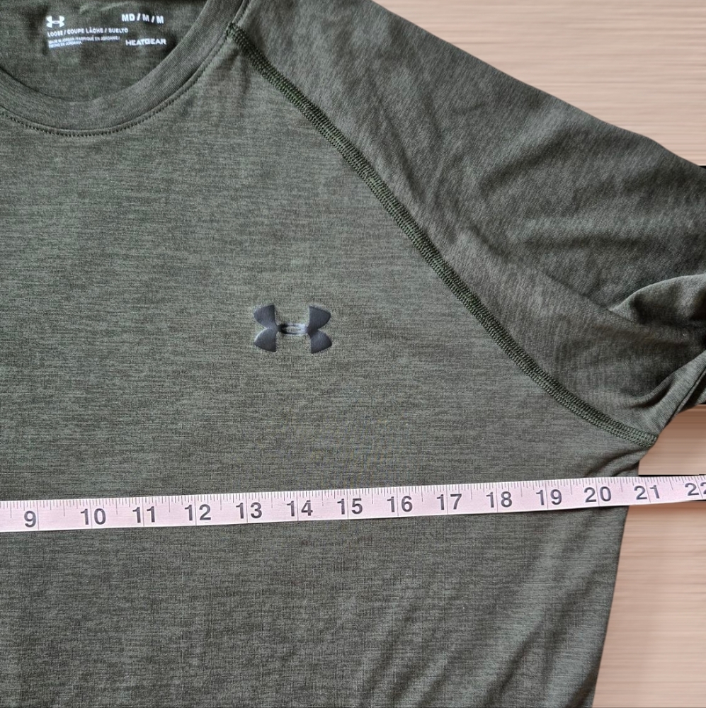 Under Armour Men's Tech Tee Army Green Short Sleeve T-Shirt Heatgear Size M - Picture 7 of 8